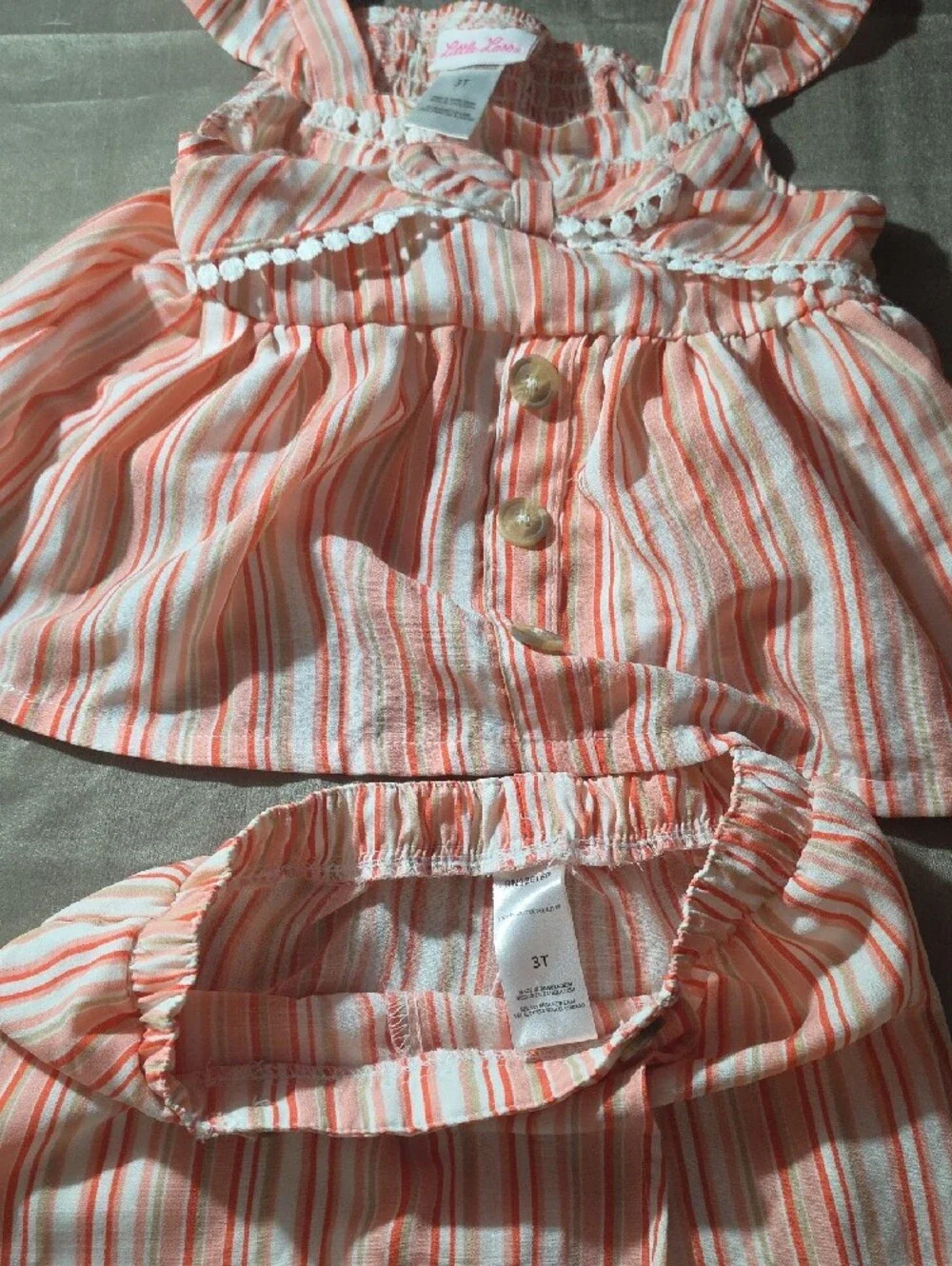 Striped Peach Two-Piece Tank & Skirt Set